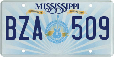 MS license plate BZA509