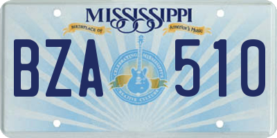 MS license plate BZA510