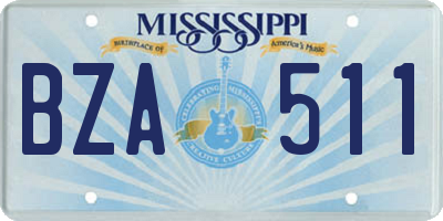 MS license plate BZA511