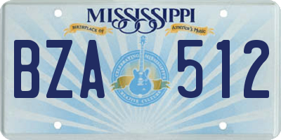 MS license plate BZA512