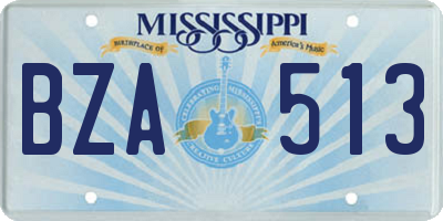 MS license plate BZA513