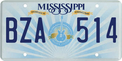 MS license plate BZA514