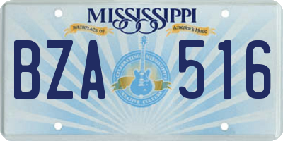 MS license plate BZA516