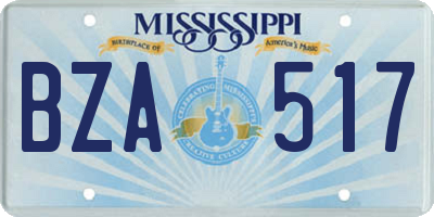 MS license plate BZA517