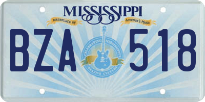 MS license plate BZA518