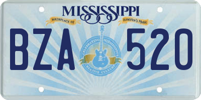 MS license plate BZA520