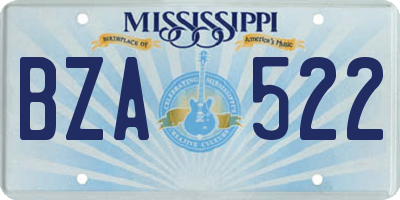 MS license plate BZA522