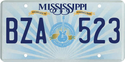 MS license plate BZA523
