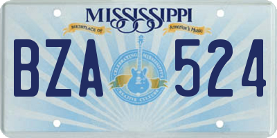 MS license plate BZA524