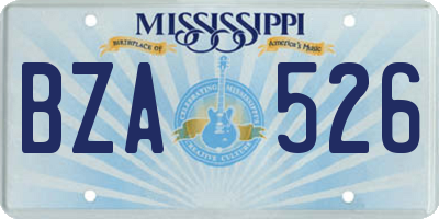 MS license plate BZA526