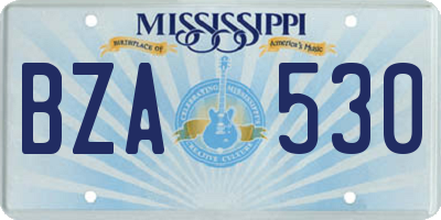 MS license plate BZA530