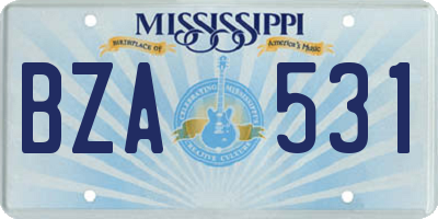 MS license plate BZA531