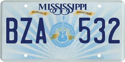 MS license plate BZA532