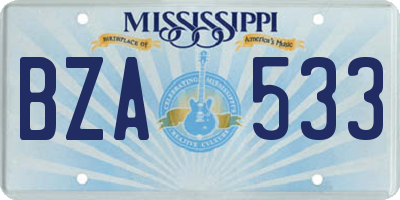 MS license plate BZA533