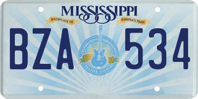 MS license plate BZA534