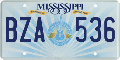MS license plate BZA536