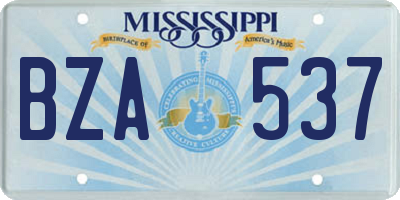 MS license plate BZA537