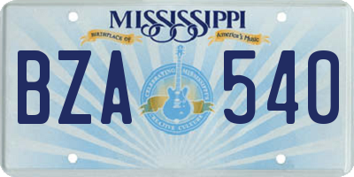 MS license plate BZA540