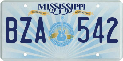 MS license plate BZA542