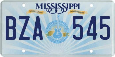 MS license plate BZA545