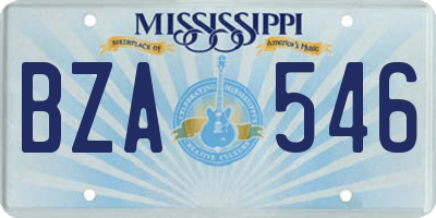 MS license plate BZA546