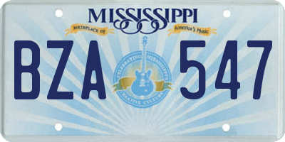 MS license plate BZA547