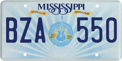 MS license plate BZA550