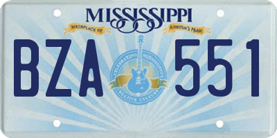 MS license plate BZA551