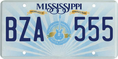 MS license plate BZA555