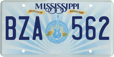MS license plate BZA562