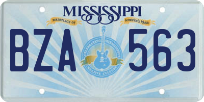 MS license plate BZA563