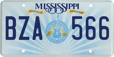 MS license plate BZA566