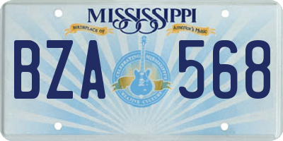 MS license plate BZA568