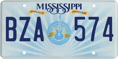 MS license plate BZA574