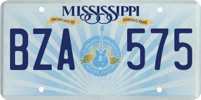 MS license plate BZA575