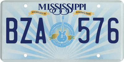 MS license plate BZA576