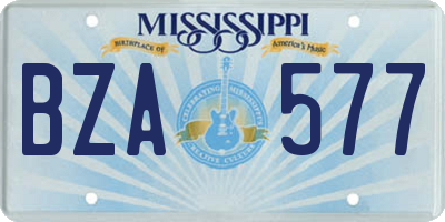 MS license plate BZA577