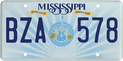 MS license plate BZA578