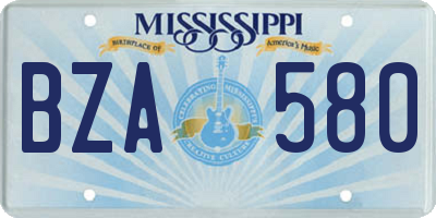 MS license plate BZA580