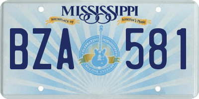 MS license plate BZA581