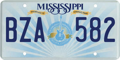 MS license plate BZA582