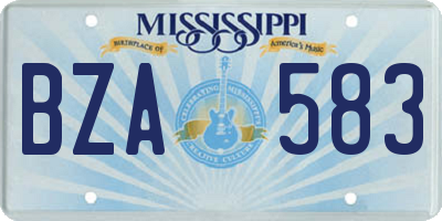 MS license plate BZA583