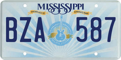 MS license plate BZA587
