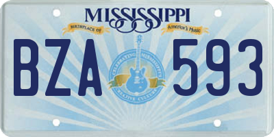 MS license plate BZA593