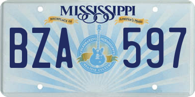 MS license plate BZA597