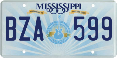 MS license plate BZA599