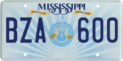 MS license plate BZA600