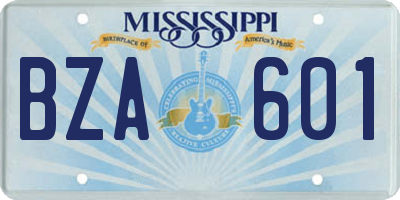 MS license plate BZA601