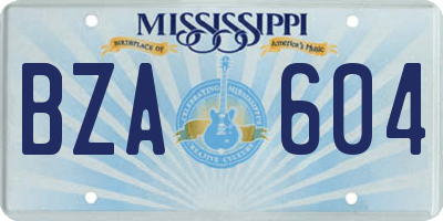 MS license plate BZA604