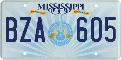 MS license plate BZA605
